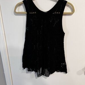 Rewind Elegant Black Crochet Tank Top
